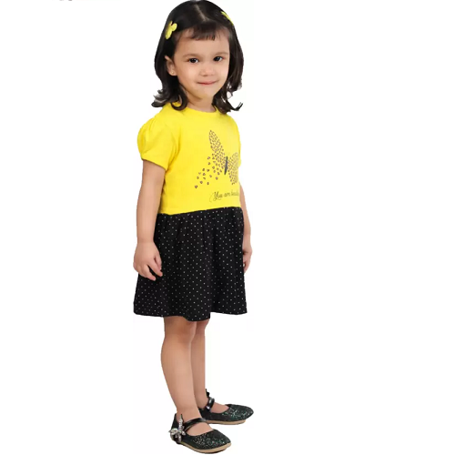 Midi/Knee Length Casual Dress  (Yellow, Half Sleeve)