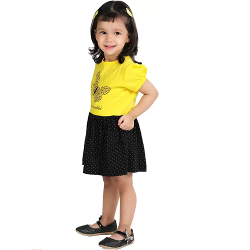 Midi/Knee Length Casual Dress  (Yellow, Half Sleeve)