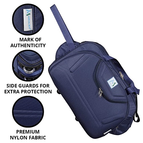 M MEDLER Epoch Nylon 55 litres Waterproof Strolley Duffle Bag- 2 Wheels - Luggage Bag - (Navy Blue)