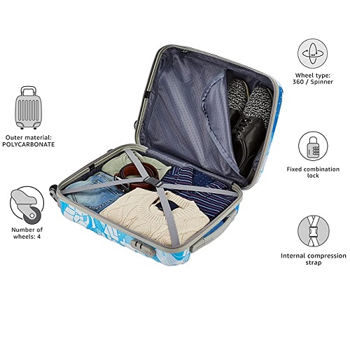 Skybags Trooper 55 Cms Polycarbonate Blue Hardsided Cabin Luggage