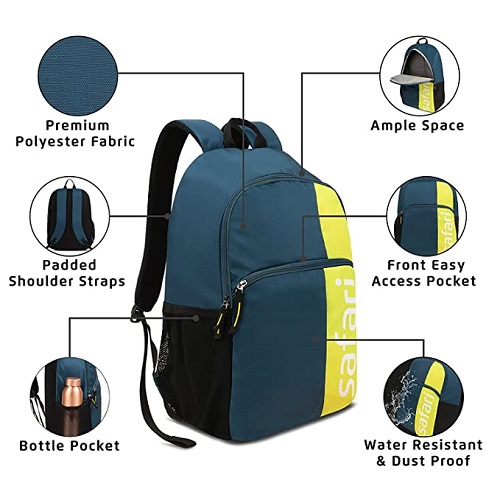 Safari Spartan 21 Ltrs Water Resistant Backpack - Teal, S (SPARTAN19CBTEA)