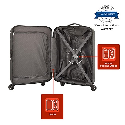 American Tourister Ivy Polypropylene 55 cms Black Hardsided Check-in Luggage (FO1 (0) 09 001) with TSA Lock