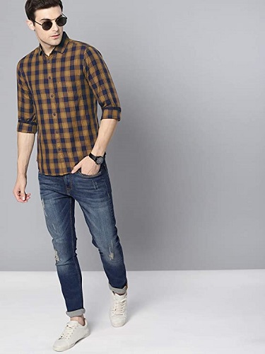 Dennis Lingo Men's Checkered Slim fit Casual Shirt
