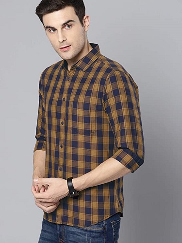 Dennis Lingo Men's Checkered Slim fit Casual Shirt