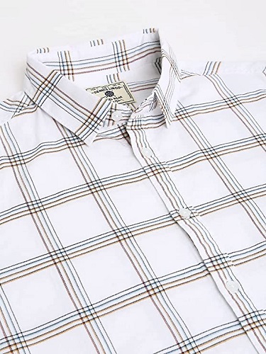 Dennis Lingo Men's Checkered Slim Fit Cotton Casual Shirt with Spread Collar & Full Sleeves