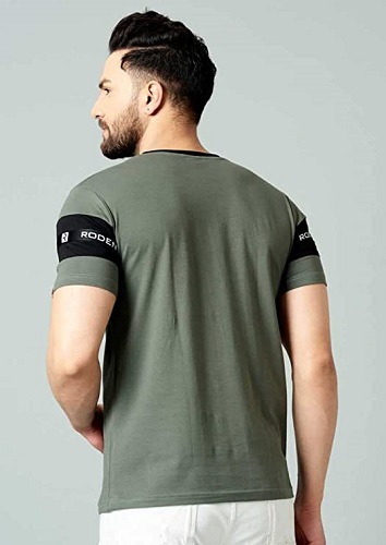 RodZen Men's Cotton Half Sleeve Regular Fit Striped T-Shirt