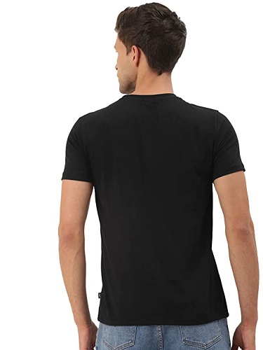 RodZen Men's Cotton Half Sleeve Regular Fit Striped T-Shirt-Black