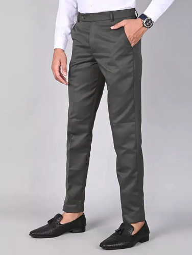 Regular Fit Men Black Cotton Blend Trousers