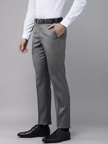Regular Fit Men Black Cotton Blend Trousers