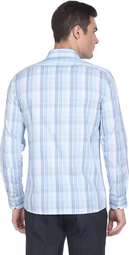 Men Slim Fit Checkered Spread Collar Formal Shirt
