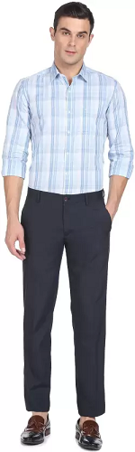 Men Slim Fit Checkered Spread Collar Formal Shirt