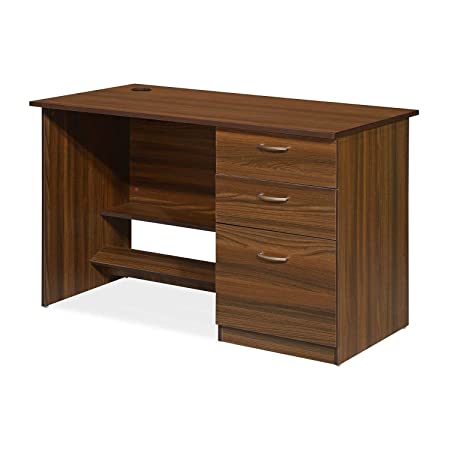 Nilkamal Scholar Engineered Wood Study Desk With Drawers & Shelves Storage in Brown Finish