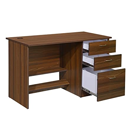 Nilkamal Scholar Engineered Wood Study Desk With Drawers & Shelves Storage in Brown Finish