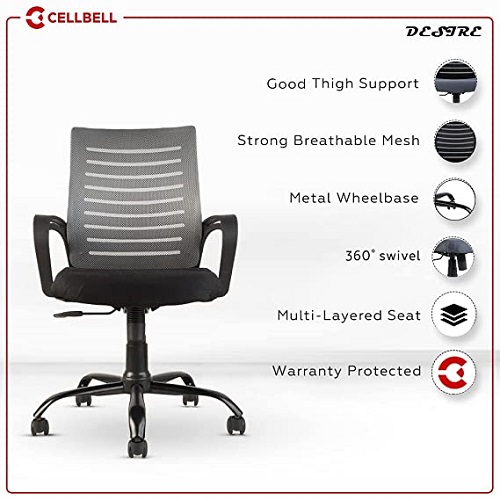 CELLBELL® C104 Medium-Back Mesh Office/Study Chair[Grey]