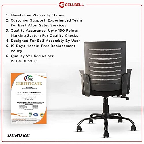 CELLBELL® C104 Medium-Back Mesh Office/Study Chair[Grey]