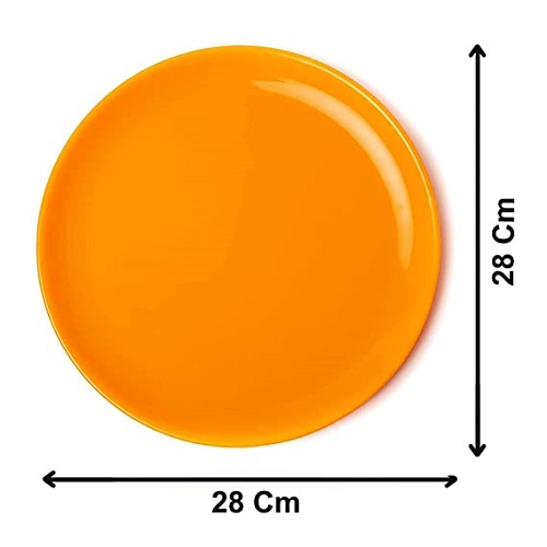 Kuber Industries Round Plastic Microwave/Dishwasher Safe Dinner Plates Set for Families, Parties, Daily Use, Set of 9 (Yellow)