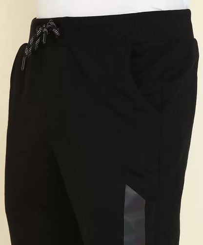Men Black Elasticized Waist Contrast Side Panel Joggers