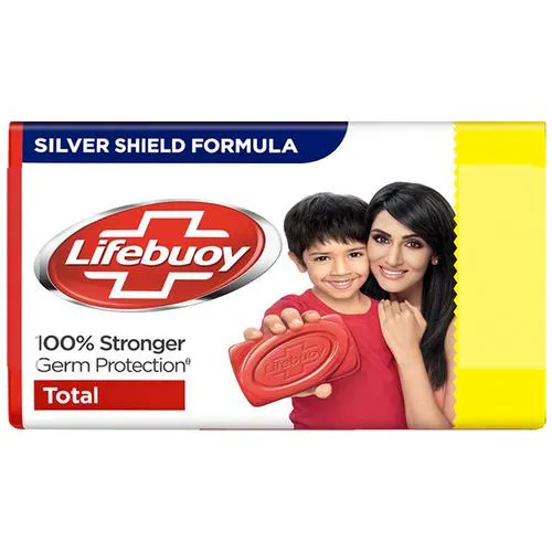 Lifebuoy Total Soap, 100% Stronger Germ Protection, Silver Shield Formula, 46 g Pack of 4