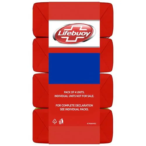 Lifebuoy Total Soap, 100% Stronger Germ Protection, Silver Shield Formula, 46 g Pack of 4