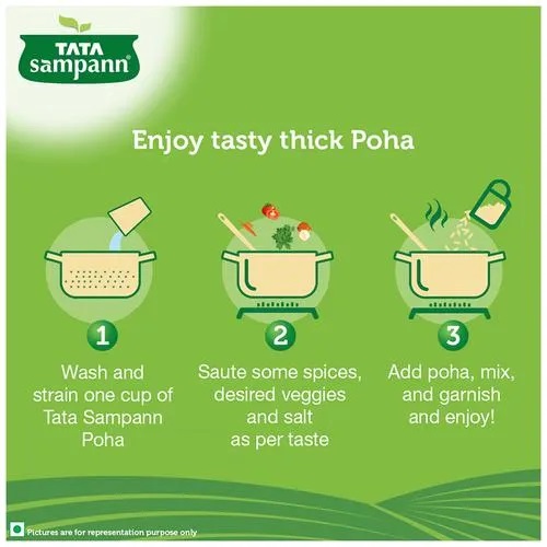 Tata Sampann High In Fibre Thick Poha - Flattened & Beaten Rice, Makes Breakfast & Teatime Snack, 500 g