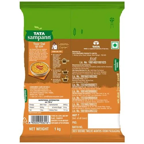 Tata Sampann Toor Dal/Togari Bele, 1 kg Pouch