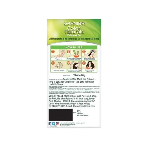 Garnier Color Naturals Crème Hair Colour, 70 ml + 60 g Shade 1, Natural Black36