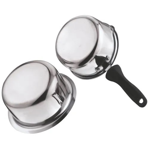 Kitchen Essentials Stainless Steel Cookware Set - Milk/Sauce Pan & Tope Combo, 2 pcs (1 L + 1.25 L)