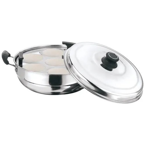 Kitchen Essentials Stainless Steel Multi Kadai - With 2 Idli Plates, Induction Bottom, Makes 14 Idlis, Sturdy, 3 L