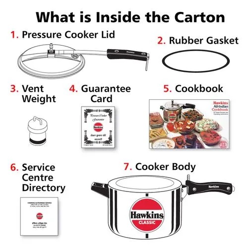 Hawkins Classic Aluminium Pressure Cooker - CL50, 5 L