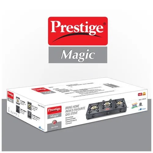 Prestige 3 Burner Gas Stove - Magic Glass Tables, GTMC 03 (40184/401842), 1 Pc