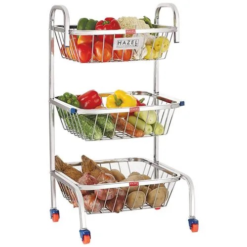 HAZEL Steel Kitchen Fruits & Vegetable Storage Rack/Trolley/Stand,3 Layer - VR10234, 1 pc