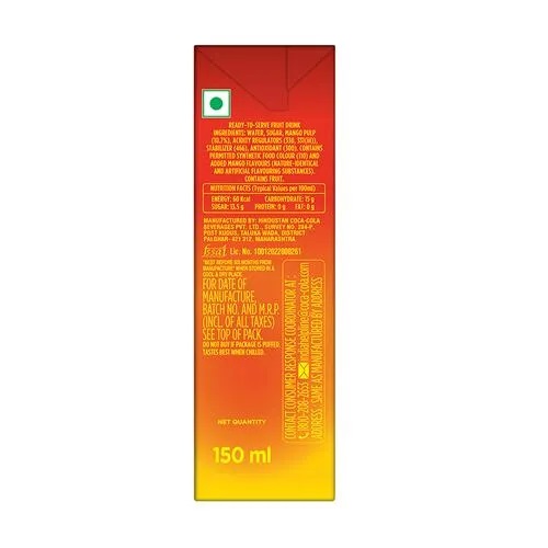 Maaza Juice - Mango Refresh, 150 ml Carton