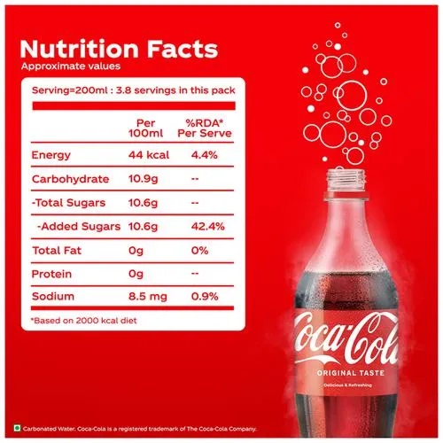 Coca Cola Original Taste Soft Drink - Refreshing, 750 ml Pet Bottle
