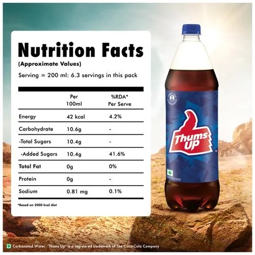 Thums Up Soft Drink - Refreshing, Strong, 1.25 l Pet Bottle