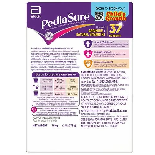 Pediasure Nutritional Powder - Complete & Balanced, Vanilla Delight, 750 g Carton