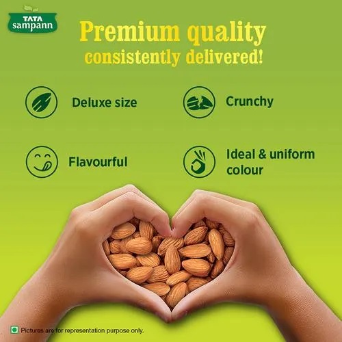 Tata Sampann 100% Pure California Almonds - Whole, Flavourful, Deluxe Size, 500 g Pouch