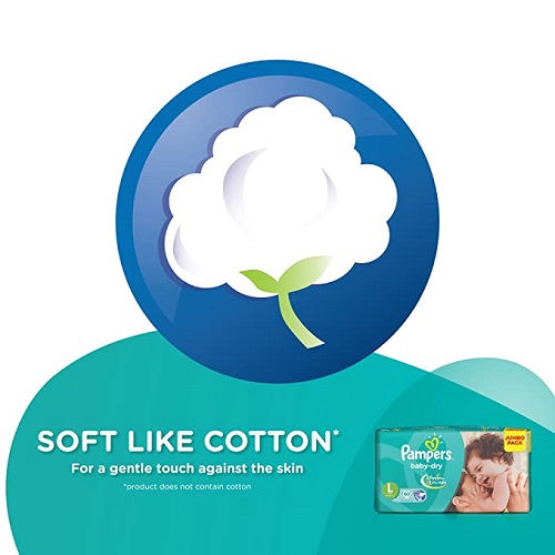 Pampers Baby-Dry Disposable Diapers - Large, 9-14 kg, Magic Gel, Upto 12 Hours of Dryness, 60 pcs Pouch