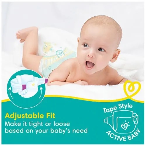 Pampers New Baby Taped Diapers - Soft, 12 Hours Absorption, 5 Star Skin Comfort, Up To 5 Kg, 24 pcs Pouch