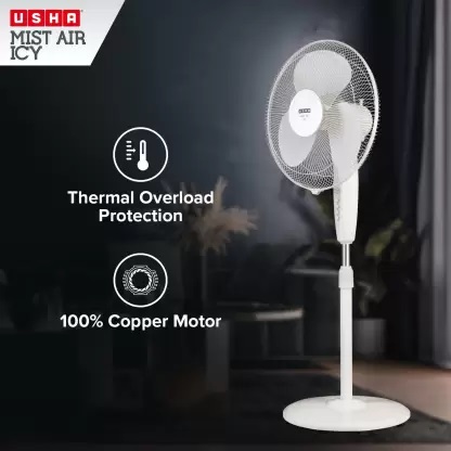 USHA Mist Air Icy 400 mm 3 Blade Pedestal Fan  (White, Pack of 1)