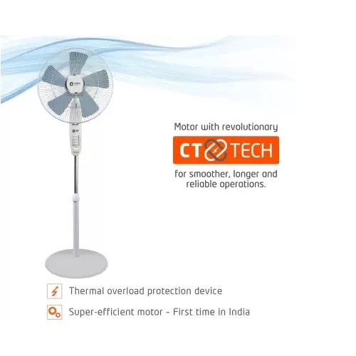 Orient Electric STAND 70 WIND PRO 400 mm 5 Blade Pedestal Fan  (Snow White, Pack of 1)