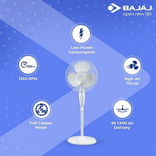 Bajaj Esteem 400 mm Pedestal Fan (White)