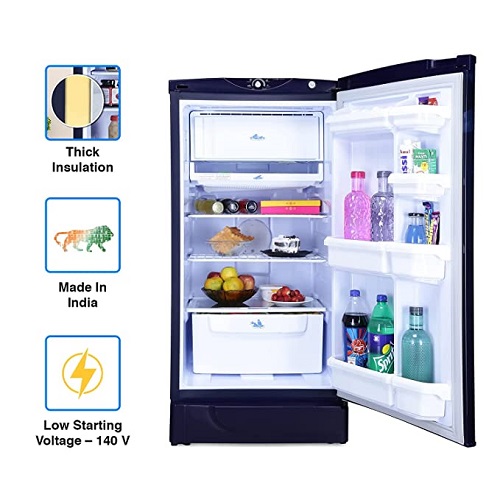 Godrej 185 L 2 Star Direct Cool Single Door Refrigerator (RD EDGE 200B 23 WRF PP BL, Pep Blue, Large Vegetable Tray)