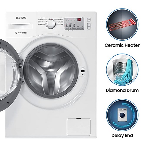 Samsung 6.0 Kg Inverter 5 Star Fully-Automatic Front Loading Washing Machine (WW60R20GLMA/TL, White, Hygiene Steam)