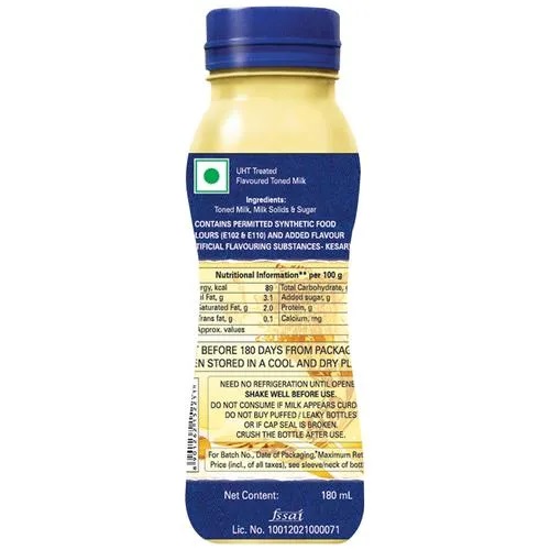 Amul Kool Milk - Kesar Flavour, 180 ml Pet Bottle
