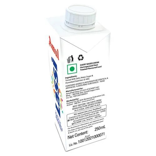 Amul Lassi - Rose Flavour, Source of Calcium & Protein, 250 ml Carton