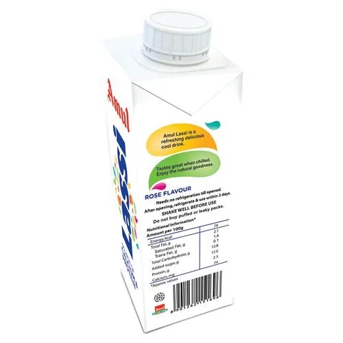 Amul Lassi - Rose Flavour, Source of Calcium & Protein, 250 ml Carton