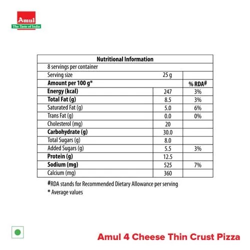 Amul 4 Cheese Pizza, 210 g Pouch
