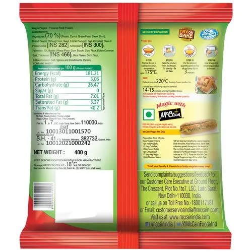 McCain Veggie Fingers - Veggie Delight With Corn, Carrot & Peas, 400 g