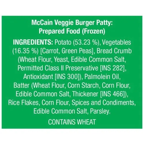 McCain Veggie Burger Patty, 360 g Pouch