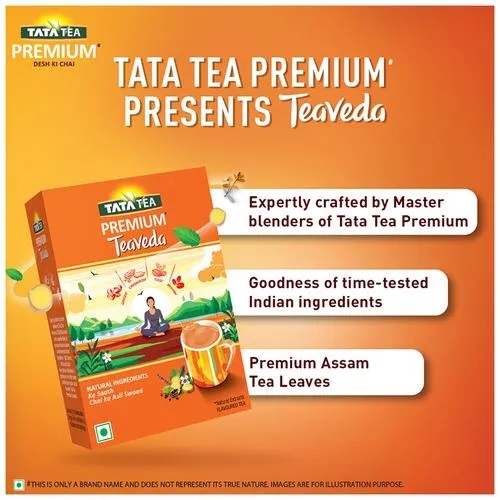 Tata Tea Premium Teaveda - Assam Tea Leaves With Elaichi Tulsi, Adrak & Brahmi., 250 g Pouch